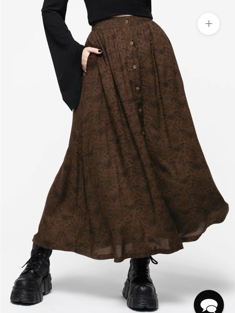 Disturbia NWOT Rosamoth Button Up Midi Skirt